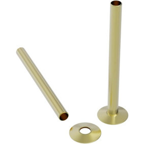 Rinse Bathrooms Pair of 180mm Brushed Brass Radiator Pipes and Pipe Collars