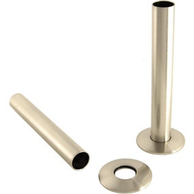 Rinse Bathrooms Pair of 180mm Satin Nickel Radiator Pipes and Pipe Collars