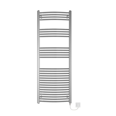 Rinse Bathrooms Prefilled Electric Curved Heated Towel Rail Radiator for Bathroom Kitchen Chrome 1600x600mm - 700W