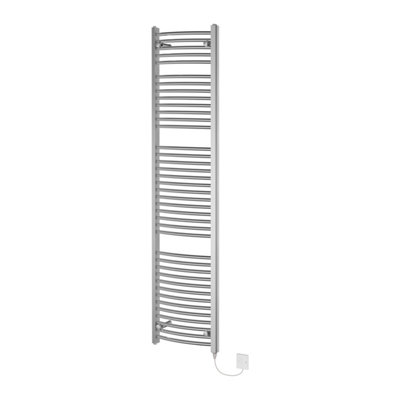 Rinse Bathrooms Prefilled Electric Curved Heated Towel Rail Radiator for Bathroom Kitchen Chrome 1800x500mm - 800W