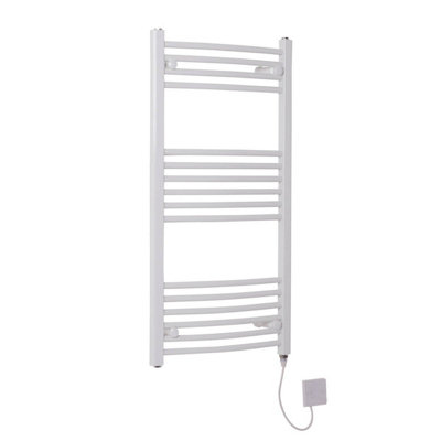 Rinse Bathrooms Prefilled Electric Curved Heated Towel Rail Radiator for Bathroom Kitchen White 1000x500mm - 200W