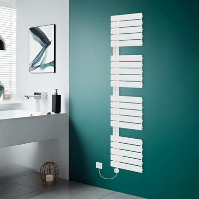 Rinse Bathrooms Prefilled Electric Heated Rail with Timer Designer Flat Panel Thermostatic Bathroom Radiator White 1800x500mm Price Comparisons | Compare The Build