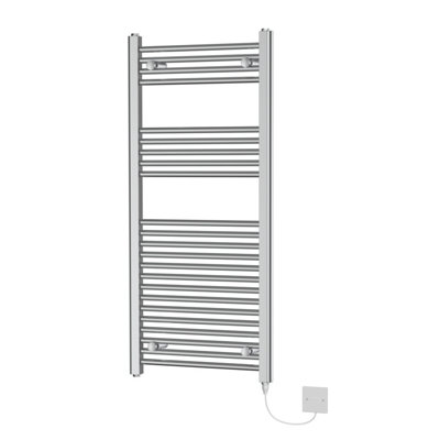 Rinse Bathrooms Prefilled Electric Straight Heated Towel Rail Radiator for Bathroom Kitchen Chrome 1100x500mm - 250W