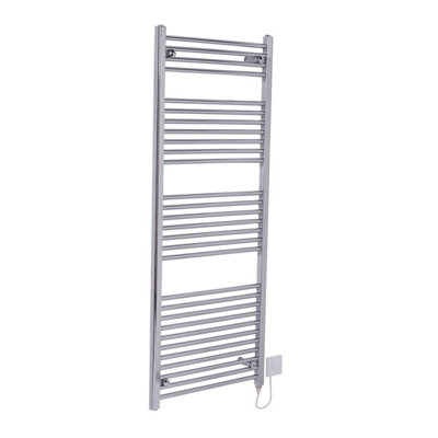 Rinse Bathrooms Prefilled Electric Straight Heated Towel Rail Radiator for Bathroom Kitchen Chrome 1500x600mm - 600W