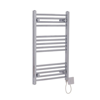 Rinse Bathrooms Prefilled Electric Straight Heated Towel Rail Radiator for Bathroom Kitchen Chrome 800x500mm - 150W