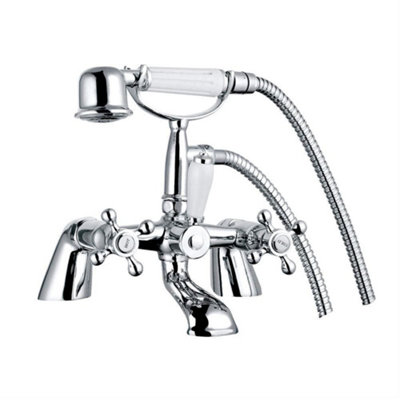 Rinse Bathrooms Shower Mixer Taps Traditional Victorian Chrome Finish Crosshead knobs with Handheld Shower Head for Bathtub Price Comparisons | Compare The Build