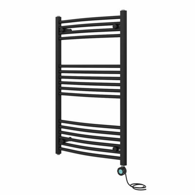 Rinse Bathrooms Smart WiFi Thermostatic Electric Bathroom Curved Heated Towel Rail Warmer Radiator with Timer 1000x600mm - Black
