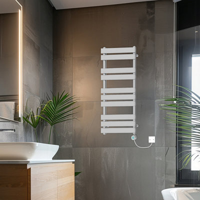 Rinse Bathrooms Smart WiFi Thermostatic Electric Bathroom Flat Panel Heated Towel Rail Radiator with Timer 1000x450mm - Chrome