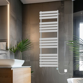 Rinse Bathrooms Smart WiFi Thermostatic Electric Bathroom Flat Panel Heated Towel Rail Radiator with Timer 1600x600mm - Chrome
