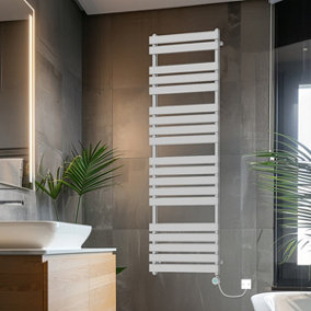 Rinse Bathrooms Smart WiFi Thermostatic Electric Bathroom Flat Panel Heated Towel Rail Radiator with Timer 1800x600mm - Chrome