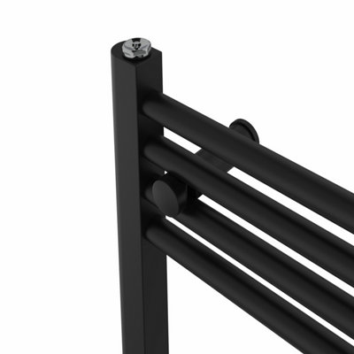 Rinse Bathrooms Smart WiFi Thermostatic Electric Bathroom Straight Heated Towel Rail Radiator with Timer 1200x600mm - Black