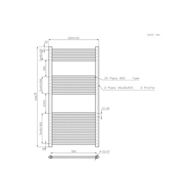 Rinse Bathrooms Smart WiFi Thermostatic Electric Bathroom Straight Heated Towel Rail Radiator with Timer 1200x600mm - Black