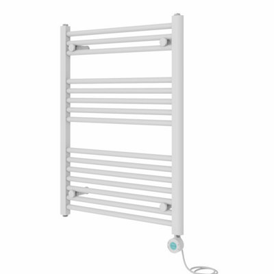 Rinse Bathrooms Smart WiFi Thermostatic Electric Bathroom Straight Heated Towel Rail Radiator with Timer 800x600mm - White