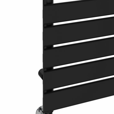 Rinse Bathrooms Smart WiFi Touch Screen Thermostatic Electric Heated Towel Rail Black Flat Panel with Timer 1200x600mm 600W