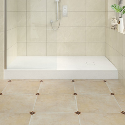 Rinse bathrooms SMC 1700x900mm Slate Effect Rectangle Shower Tray White ...