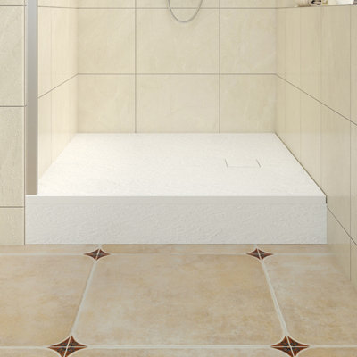 Rinse bathrooms SMC 900x900mm Slate Effect Square Shower Tray White ...
