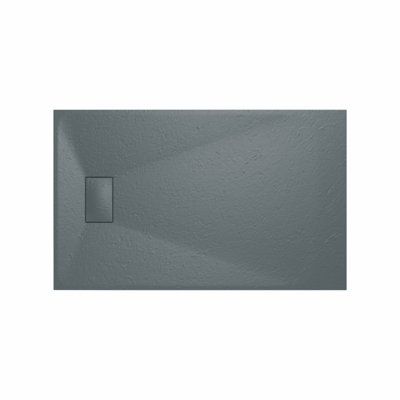 Rinse Bathrooms SMC Slate Effect Shower Enclosure Tray 1300x800mm Rectangular Wetroom Shower Base Anthracite