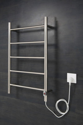 Rinse Bathrooms Stainless Steel Electric Heated Warmer Heated Towel Rail Wall Mounted Straight - 800x500mm Chrome