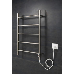 Rinse Bathrooms Stainless Steel Electric Heated Warmer Heated Towel Rail Wall Mounted Straight - 800x500mm Chrome