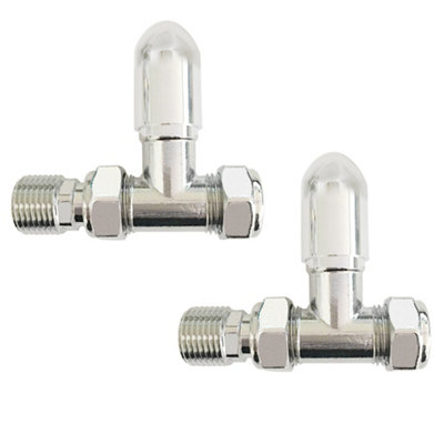 Rinse Bathrooms Straight Chrome Towel Rail Radiator Valves 15mm Twin Pack