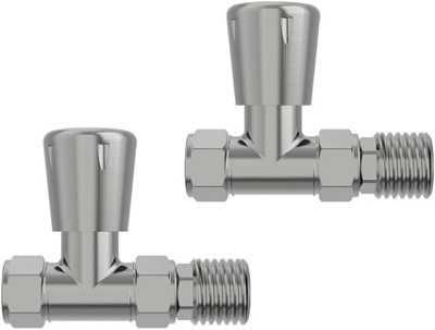 Rinse Bathrooms Straight Towel Radiator Valves Round 15mm for Towel Rail Radiator Satin Nickel