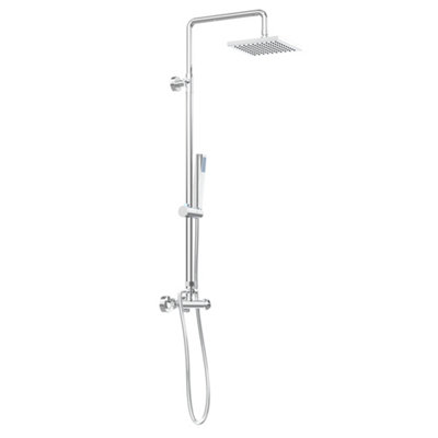 Rinse Bathrooms Thermostat Shower System, Twin Head Thermostatic Shower Mixer Set with 8" Rainfall Shower Head Price Comparisons | Compare The Build