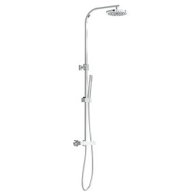 Rinse Bathrooms Thermostat Shower System, Twin Head Thermostatic Shower Mixer Set with 8" Round Rainfall Shower Head