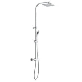 Rinse Bathrooms Thermostat Shower System, Twin Head Thermostatic Shower Mixer Set with 8" Square Rainfall Shower Head