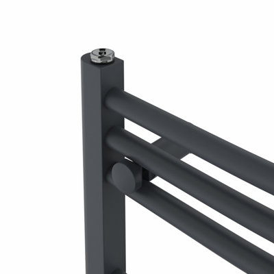 Rinse Bathrooms Touch Screen Curved Electric Thermostatic Bathroom Towel Radiator with Timer Anthracite 800x600mm