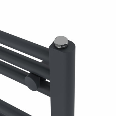 Rinse Bathrooms Touch Screen Curved Electric Thermostatic Bathroom Towel Radiator with Timer Anthracite 800x600mm