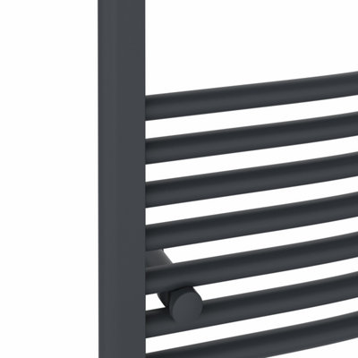Rinse Bathrooms Touch Screen Curved Electric Thermostatic Bathroom Towel Radiator with Timer Anthracite 800x600mm