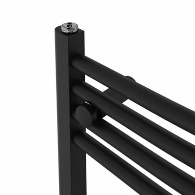 Rinse Bathrooms Touch Screen Electric Heated Towel Rail Curved Thermostatic Bathroom Towel Radiator with Timer Black 1600x600mm