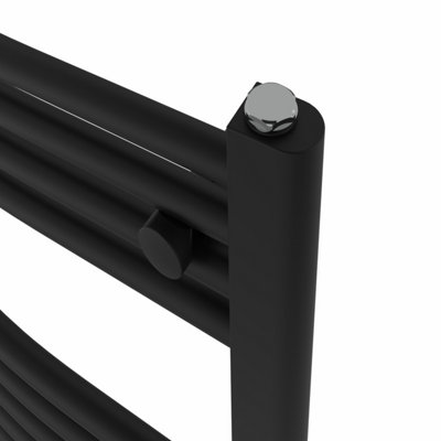 Rinse Bathrooms Touch Screen Electric Heated Towel Rail Curved Thermostatic Bathroom Towel Radiator with Timer Black 1600x600mm