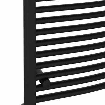 Rinse Bathrooms Touch Screen Electric Heated Towel Rail Curved Thermostatic Bathroom Towel Radiator with Timer Black 1600x600mm
