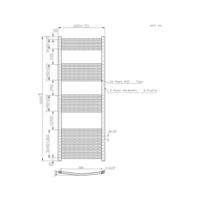 Rinse Bathrooms Touch Screen Electric Heated Towel Rail Curved Thermostatic Bathroom Towel Radiator with Timer Black 1600x600mm