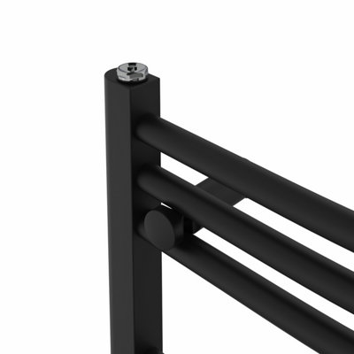 Rinse Bathrooms Touch Screen Electric Heated Towel Rail Curved Thermostatic Bathroom Towel Radiator with Timer Black - 800x600mm