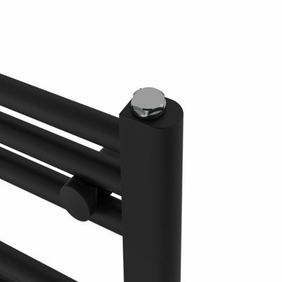 Rinse Bathrooms Touch Screen Electric Heated Towel Rail Curved Thermostatic Bathroom Towel Radiator with Timer Black - 800x600mm