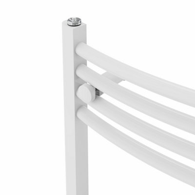 Rinse Bathrooms Touch Screen Electric Heated Towel Rail Curved Thermostatic Bathroom Towel Radiator with Timer White 1400x600mm