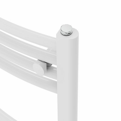 Rinse Bathrooms Touch Screen Electric Heated Towel Rail Curved Thermostatic Bathroom Towel Radiator with Timer White 1400x600mm