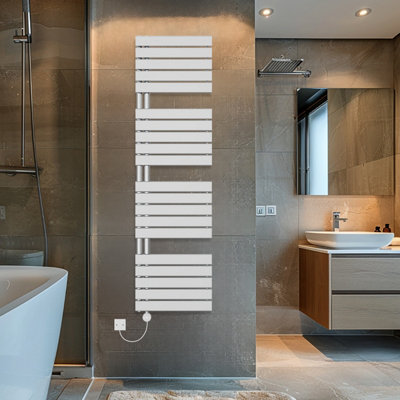 Rinse Bathrooms Touch Screen Thermostatic Electric Bathroom Flat Panel Heated Towel Rail Radiator with Timer 1800x500mm - Chrome