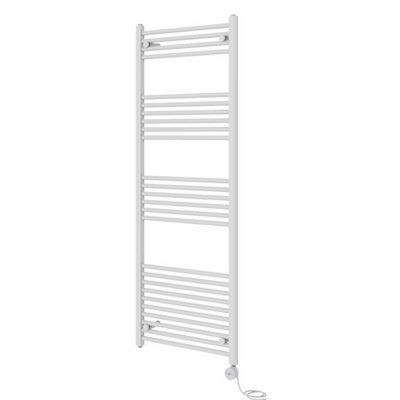 Rinse Bathrooms Touch Screen Thermostatic Electric Bathroom Straight Heated Towel Rail Radiator with Timer White - 1600x600mm