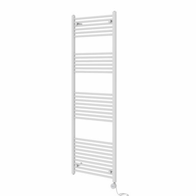 Rinse Bathrooms Touch Screen Thermostatic Electric Bathroom Straight Heated Towel Rail Radiator with Timer White - 1800x600mm
