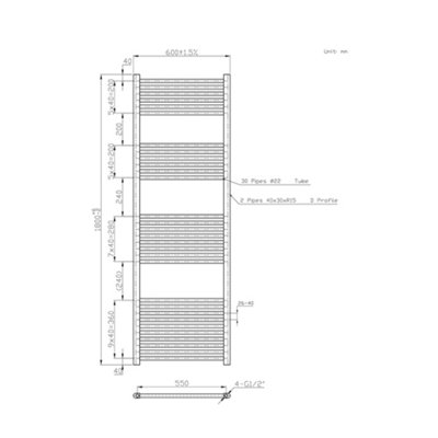 Rinse Bathrooms Touch Screen Thermostatic Electric Bathroom Straight Heated Towel Rail Radiator with Timer White - 1800x600mm
