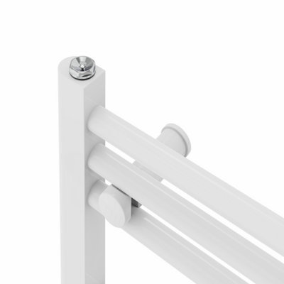 Rinse Bathrooms Touch Screen Thermostatic Electric Bathroom Straight Heated Towel Rail Radiator with Timer White - 600x600mm