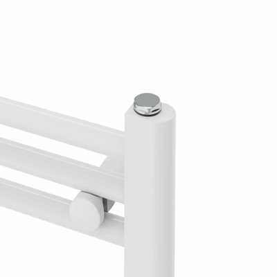 Rinse Bathrooms Touch Screen Thermostatic Electric Bathroom Straight Heated Towel Rail Radiator with Timer White - 600x600mm