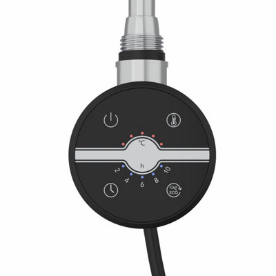 Rinse Bathrooms Touch Screen Thermostatic Electric Heating Element with Timer LCD Display Black 300W