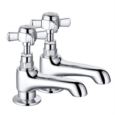 Rinse Bathrooms Traditional Bathroom Crosshead Bath Pillar Taps Pair Chrome