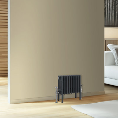 Rinse Bathrooms Traditional Cast Iron Style 4 Colomn Column Horizontal Radiator Anthracite 300 x 425mm