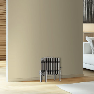 Rinse Bathrooms Traditional Cast Iron Style 4 Colomn Column Horizontal Radiator Raw Metal 300 x 425mm