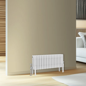 Rinse Bathrooms Traditional Cast Iron Style 4 Colomn Column Horizontal Radiator White 300 x 830mm